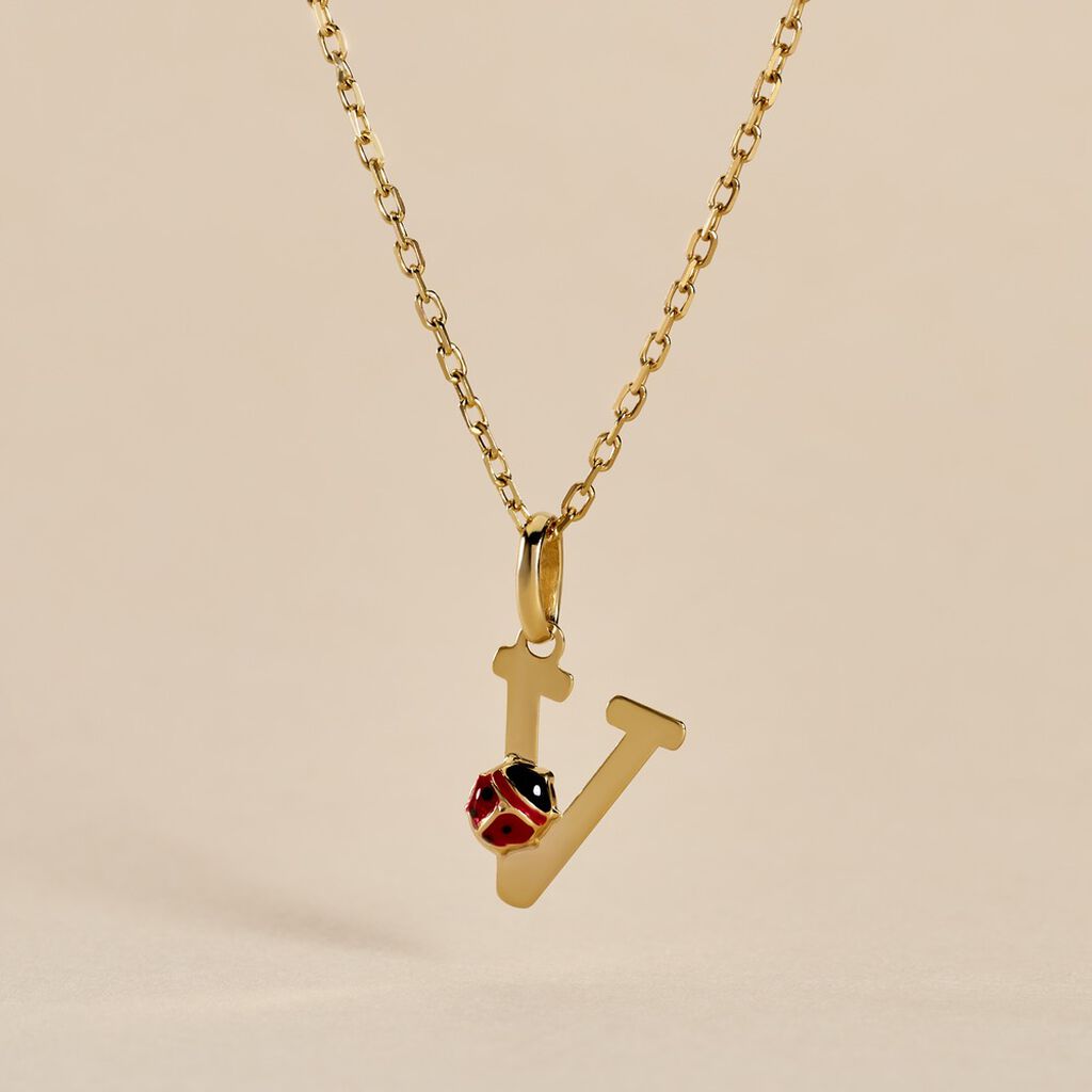 Pendentif Helidie Coccinelle Lettre Or Jaune - Pendentifs Enfant | Histoire d&rsquo;Or