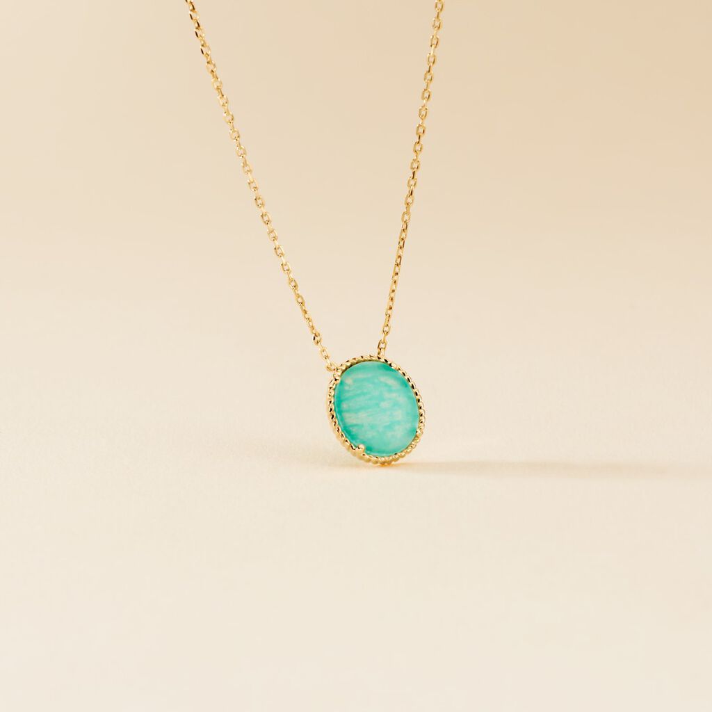 Collier Leeve Plaqu&eacute; Or Jaune Amazonite - Colliers Femme | Histoire d&rsquo;Or
