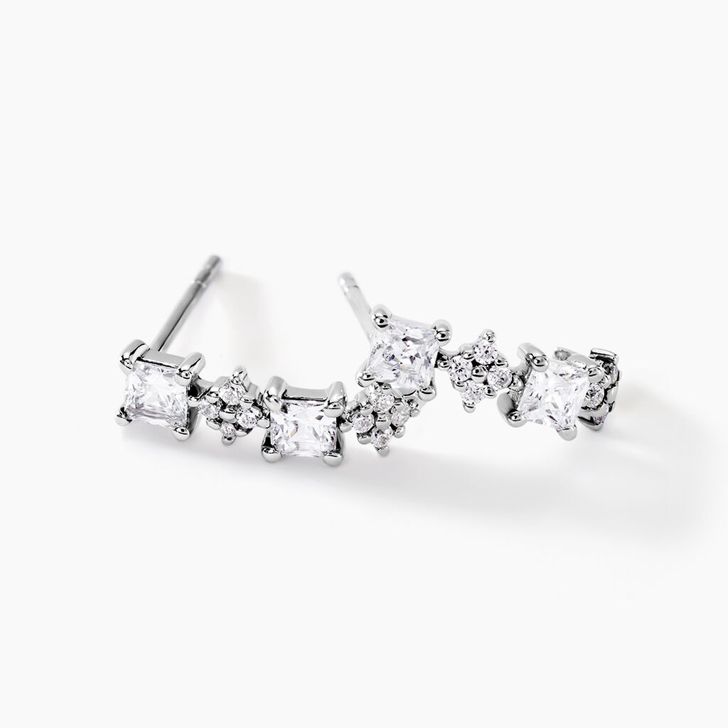 Créoles Marquis Or Blanc Oxyde De Zirconium - Boucles d'oreilles créoles Femme | Histoire d’Or