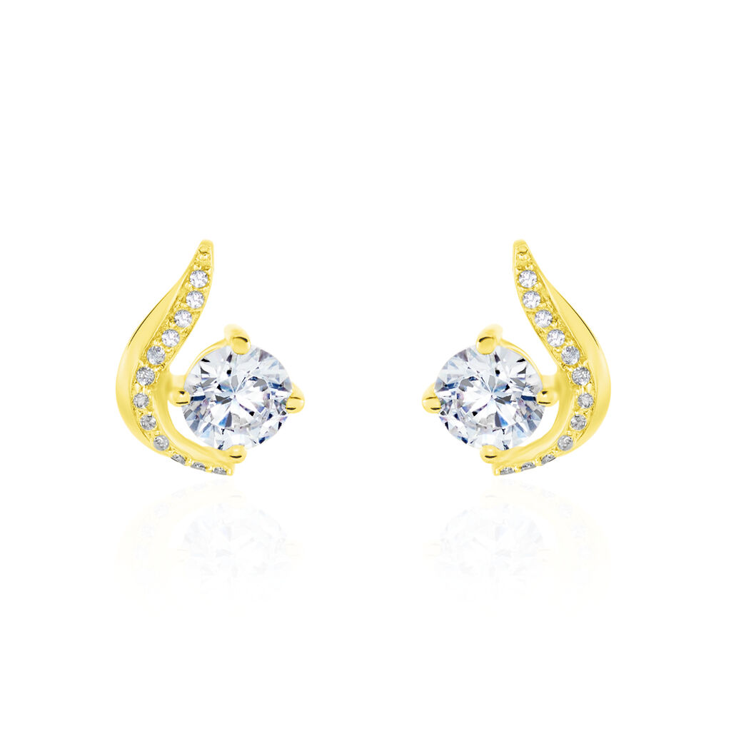Boucles D'oreilles Puces Sevde Or Jaune Oxyde De Zirconium - Clous d'oreilles Femme | Histoire d’Or