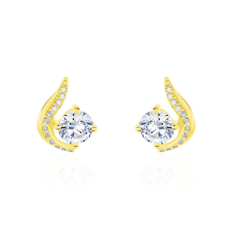 Boucles D'oreilles Puces Sevde Or Jaune Oxyde De Zirconium - Clous d'oreilles Femme | Histoire d’Or