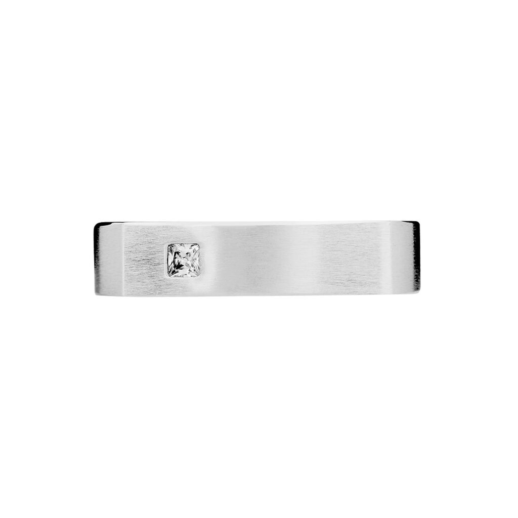 Alliance Carree Brossee Or Blanc Diamant - Alliances Famille | Histoire d’Or