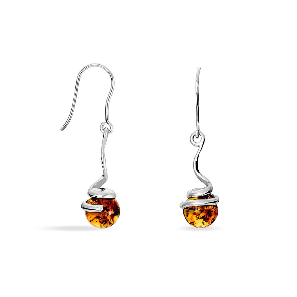Boucles D'oreilles Pendantes Mariangeae Argent Blanc Ambre - Boucles d'oreilles fantaisie Femme | Histoire d’Or