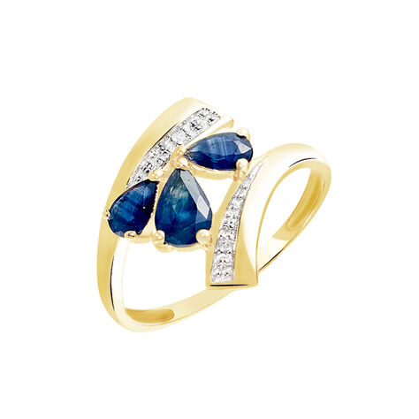 Bague Dahlia Or Jaune Saphir Diamant - Bagues avec pierre Femme | Histoire d’Or