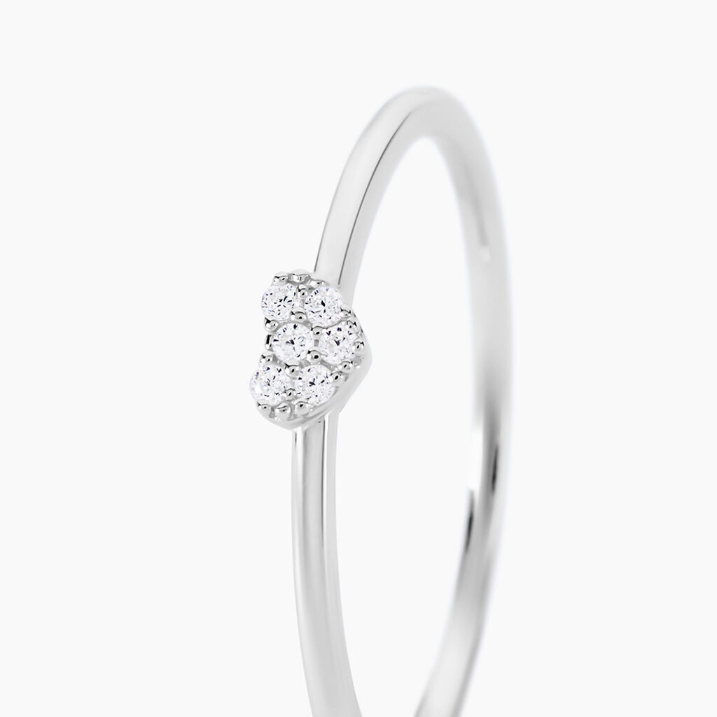 Bague Accumulation Coeur Argent Blanc Oxyde De Zirconium - Bagues avec pierre Femme | Histoire d&rsquo;Or