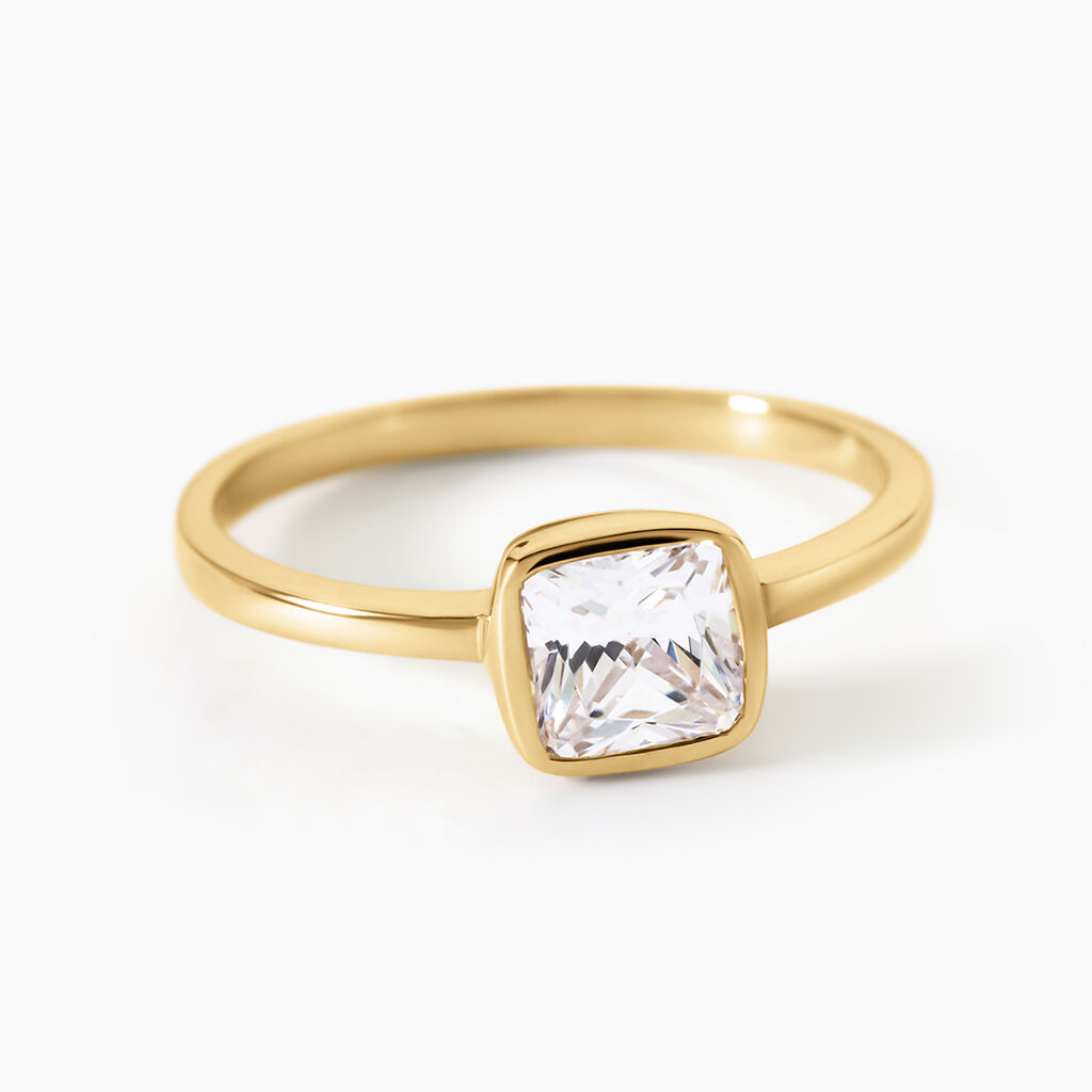Bague Galal Argent Dor&eacute; A L'Or 750/1000 Oxyde De Zirconium - Bagues avec pierre Femme | Histoire d&rsquo;Or