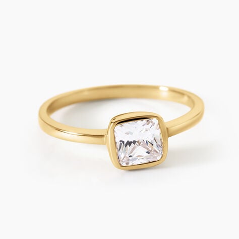 Bague Galal Argent Dor&eacute; A L'Or 750/1000 Oxyde De Zirconium - Bagues avec pierre Femme | Histoire d&rsquo;Or