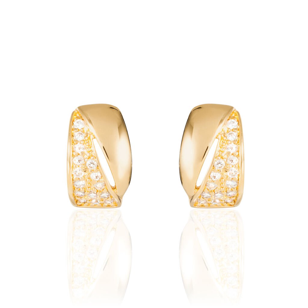 Boucles D'oreilles Puces Oliwia Plaqué Or Jaune Oxyde De Zirconium - Boucles d'oreilles fantaisie Femme | Histoire d’Or