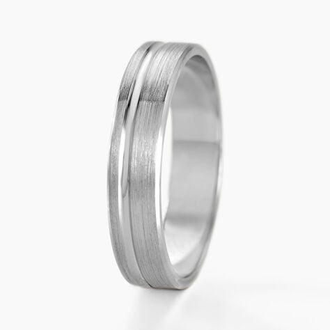 Alliance Abygail Ruban Plat Argent Blanc - Alliances Famille | Histoire d’Or