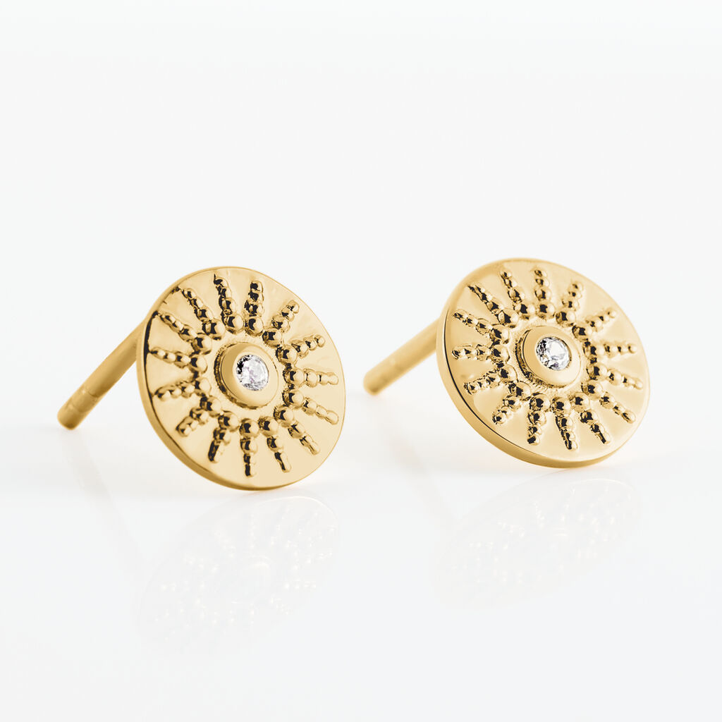 Boucles D'oreilles Puces Artea Plaqué Or Jaune Oxyde De Zirconium - Boucles d'oreilles fantaisie Femme | Histoire d’Or