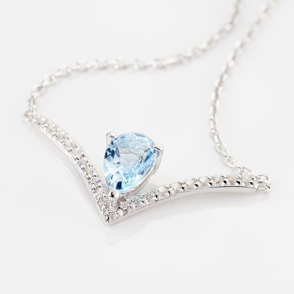Collier Marlene Or Blanc Topaze Et Oxyde De Zirconium - Colliers Femme | Histoire d&rsquo;Or