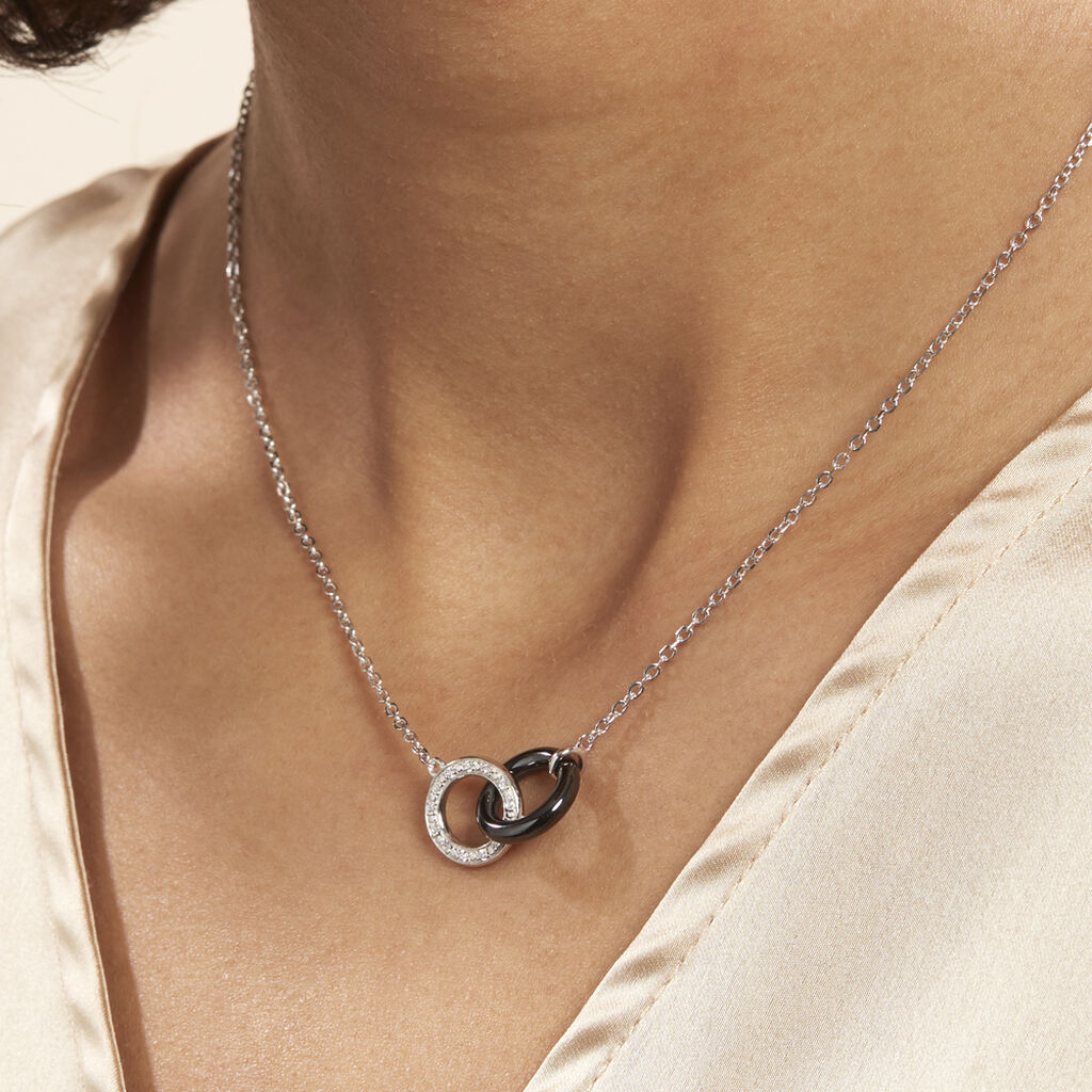 Collier Dina Argent Blanc Céramique Et Oxyde De Zirconium -  Femme | Histoire d’Or
