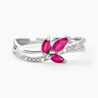 Bague Angie Or Blanc Rubis Et Diamant
