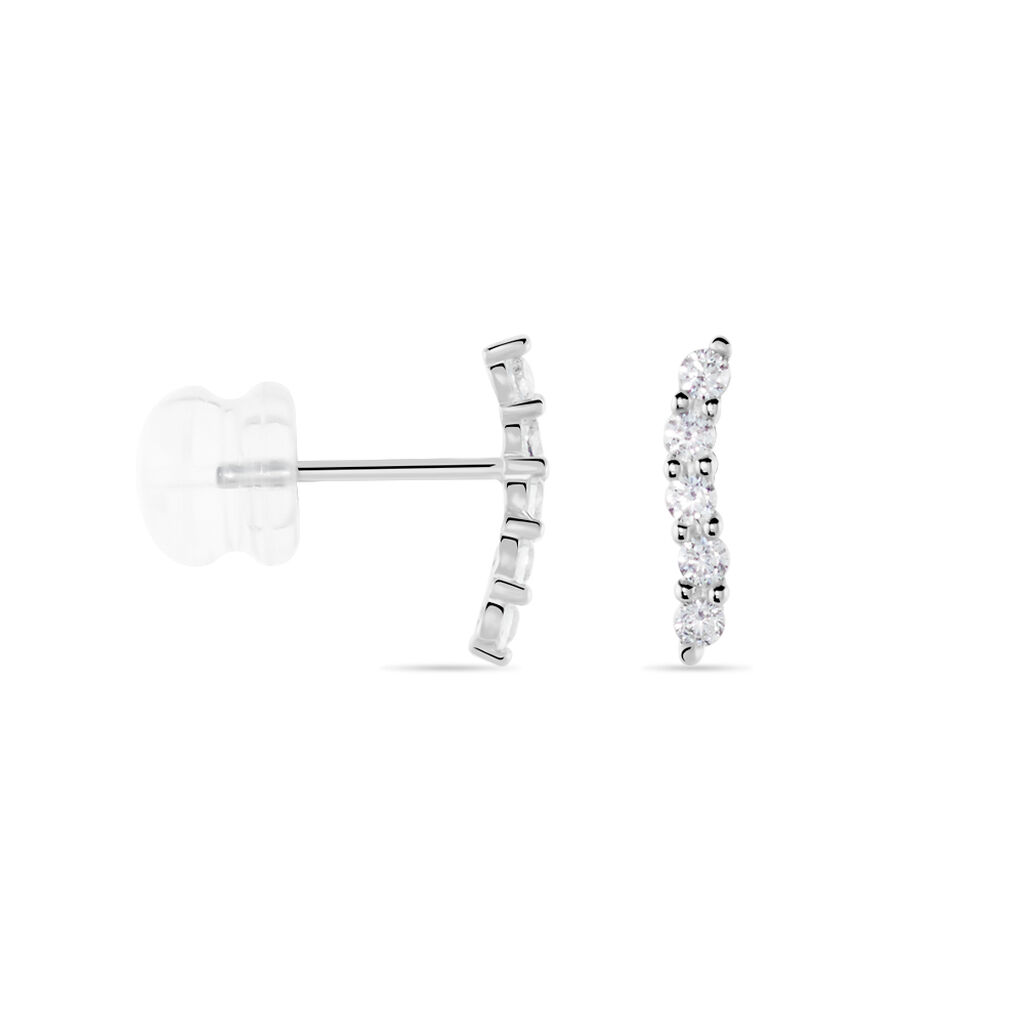 Boucles D'oreilles Puces Dahina Or Blanc Oxyde De Zirconium - Clous d'oreilles Femme | Histoire d’Or