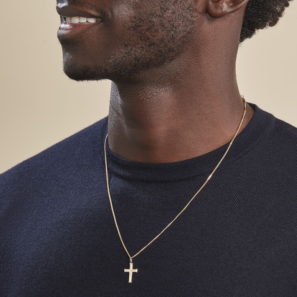 Pendentif Benny Croix Ciselee Or Jaune - Pendentifs Baptême Famille | Histoire d’Or