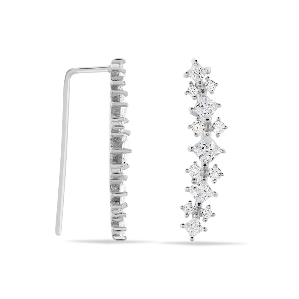 Bijoux D&iquest;oreilles Grimpants Sarida Argent Blanc Oxyde De Zirconium - Boucles d'oreilles fantaisie Femme | Histoire d&rsquo;Or