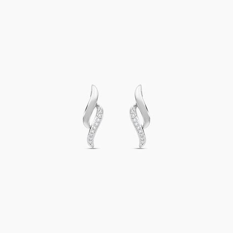 Boucles D'oreilles Puces Callum Or Blanc Diamant - Clous d'oreilles Femme | Histoire d’Or