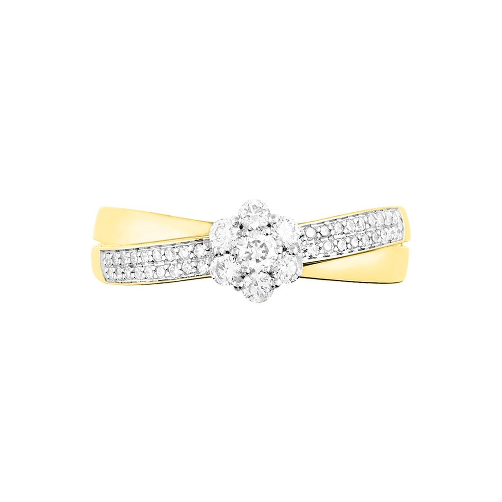 Bague Magnolia Croisee Or Jaune Diamant - Bagues avec pierre Femme | Histoire d’Or