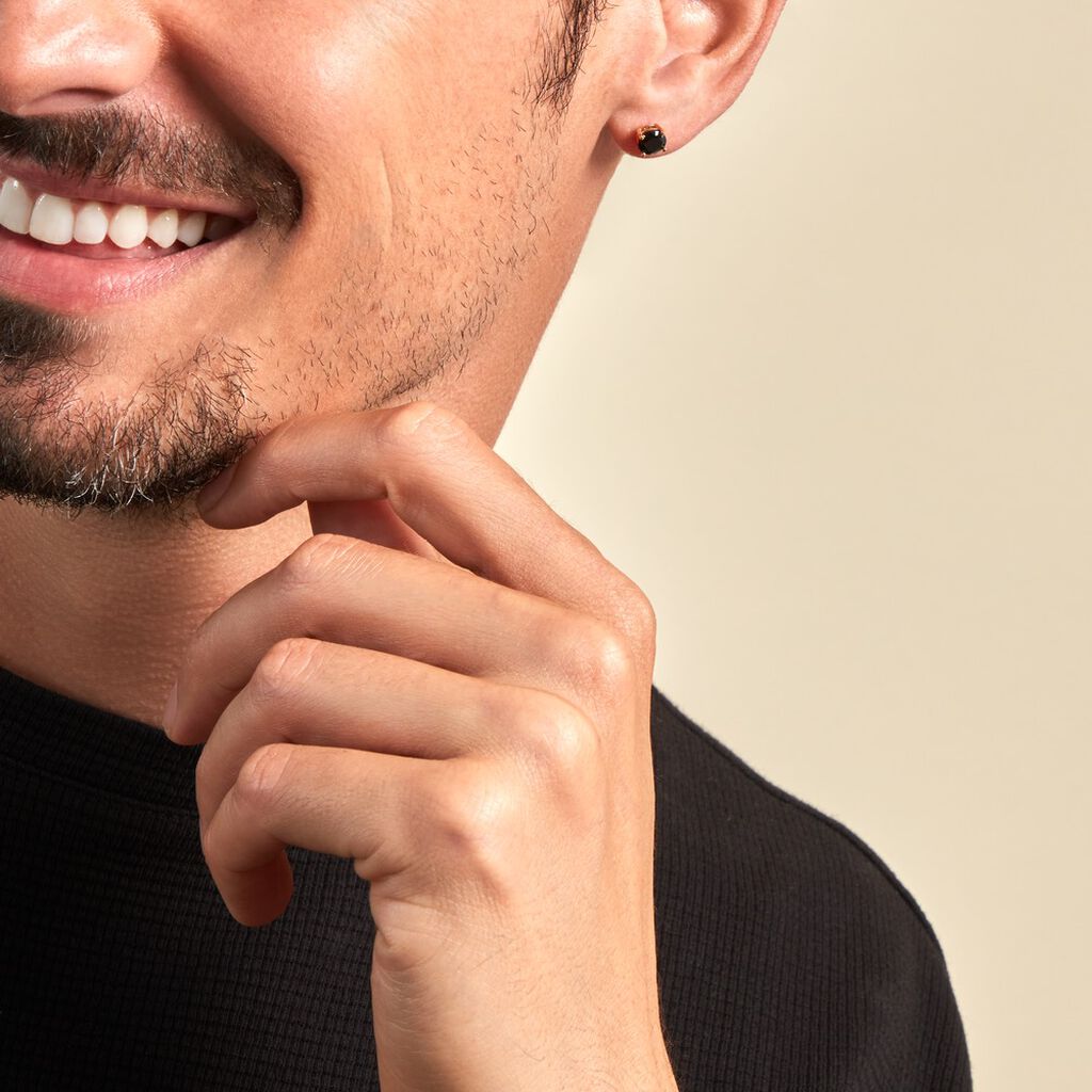 Boucle D'oreille Puce Unitaire Adam Plaqué Or Jaune Oxyde De Zirconium - Boucles d'oreilles fantaisie Homme | Histoire d’Or