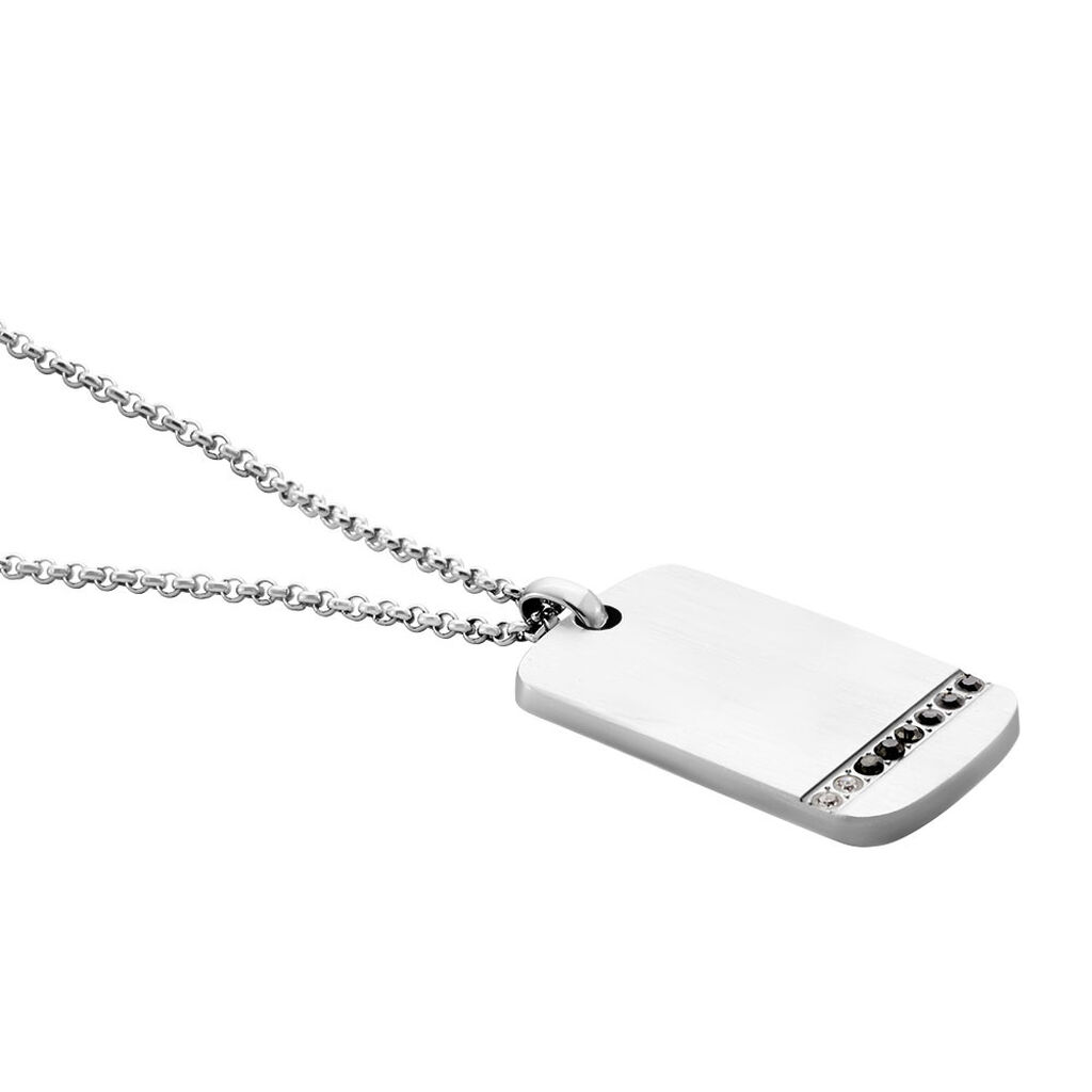 Collier Acier Blanc Ghislain Cristaux - Colliers fantaisie Homme | Histoire d’Or