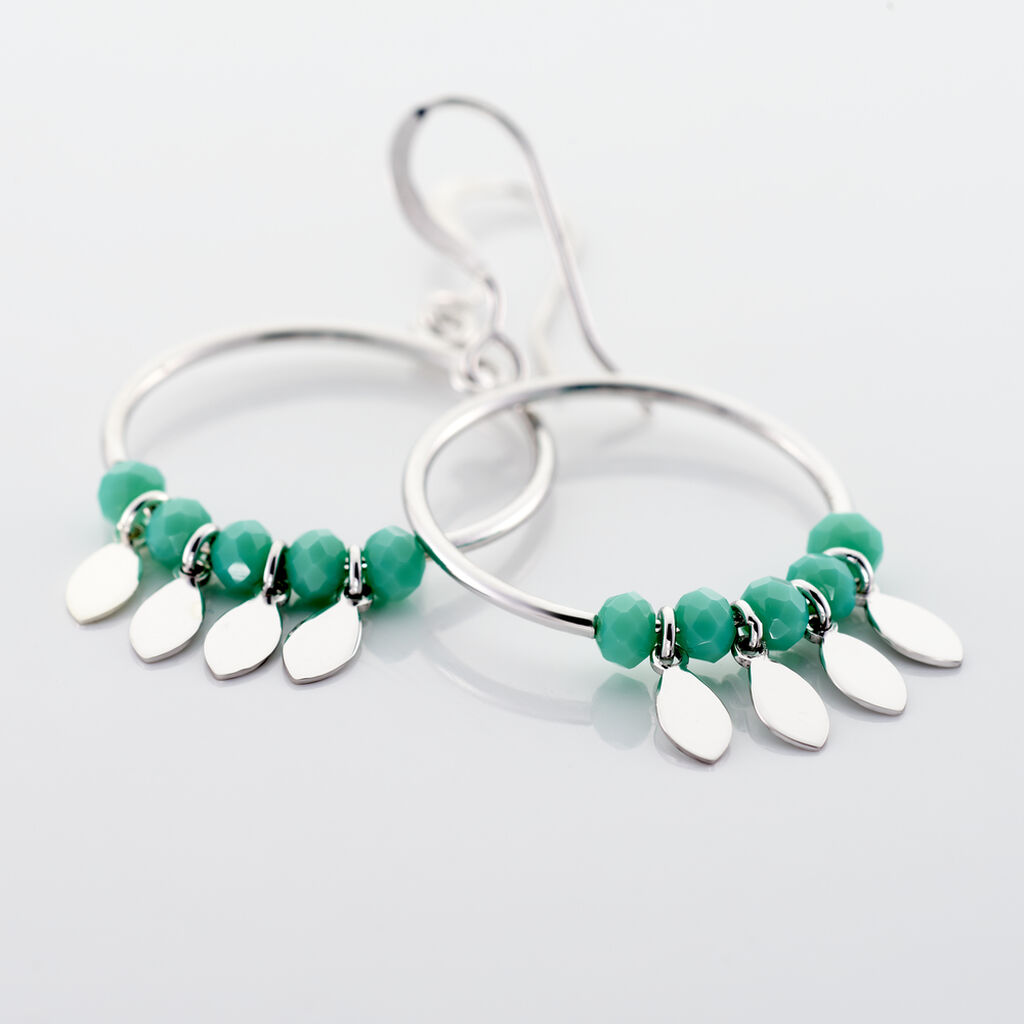 Boucles D'oreilles Pendantes Polyna Argent Blanc Pierre De Synthese - Boucles d'oreilles fantaisie Femme | Histoire d&rsquo;Or