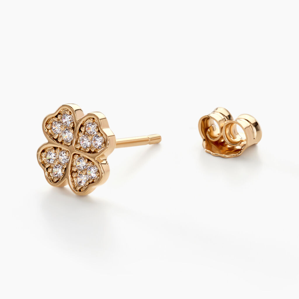 Boucles D'oreilles Puces Rhosyn Plaqué Or Jaune Oxyde - Boucles d'oreilles fantaisie Femme | Histoire d’Or