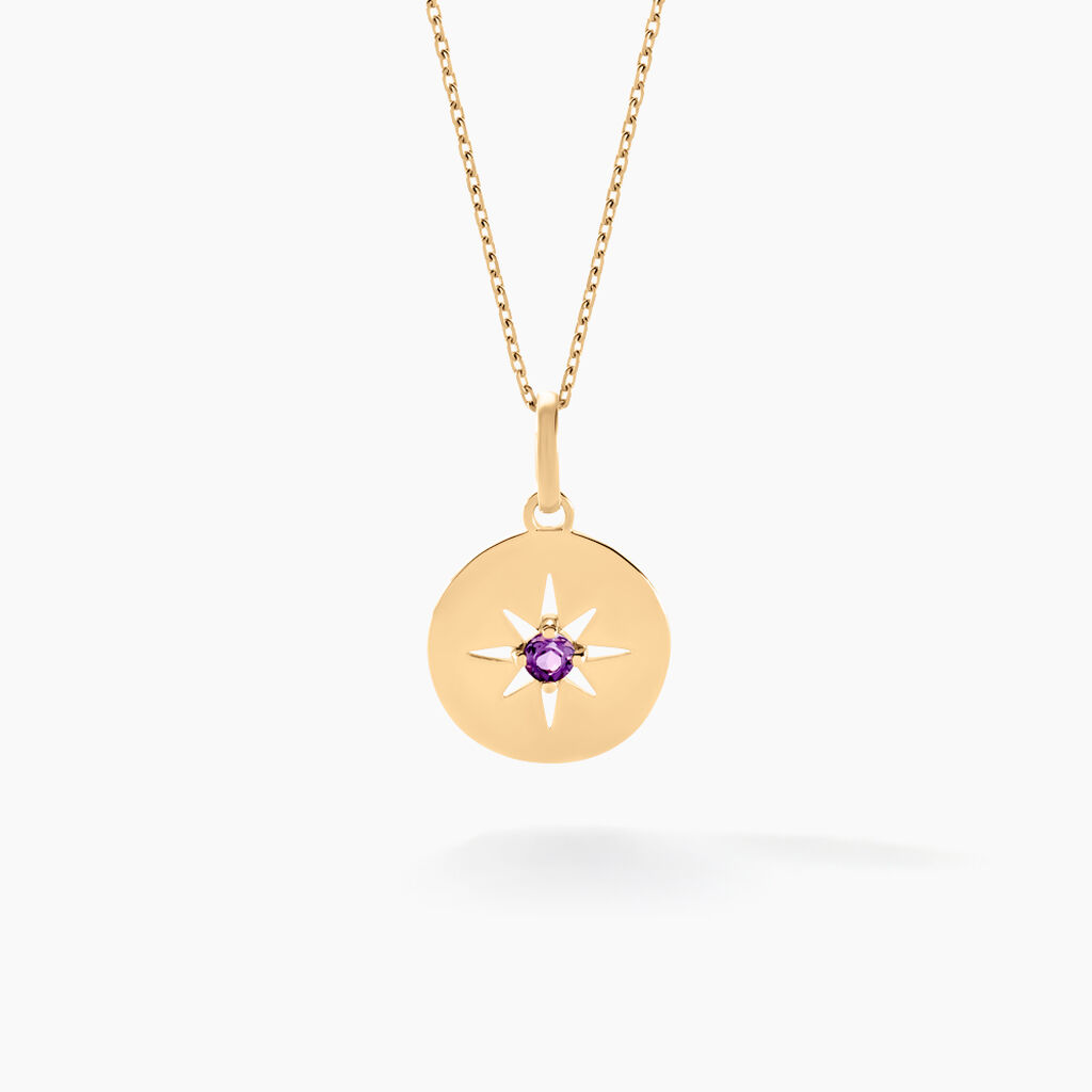 Collier Or Jaune Evening Star Amethyste - Colliers Femme | Histoire d&rsquo;Or