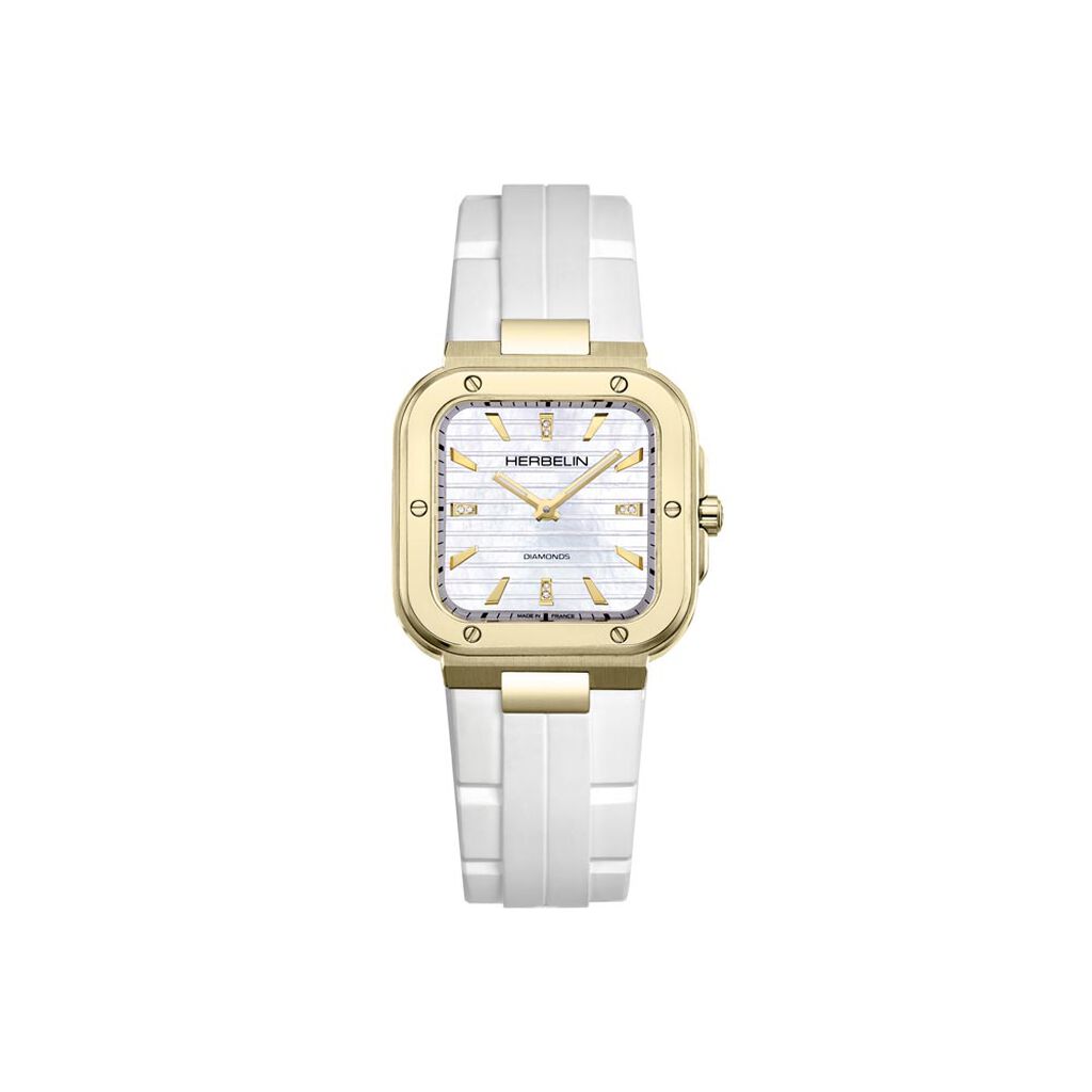 Montre Herbelin Cap Camarat Square Nacre Blanche - Id&eacute;es cadeaux Femme | Histoire d&rsquo;Or