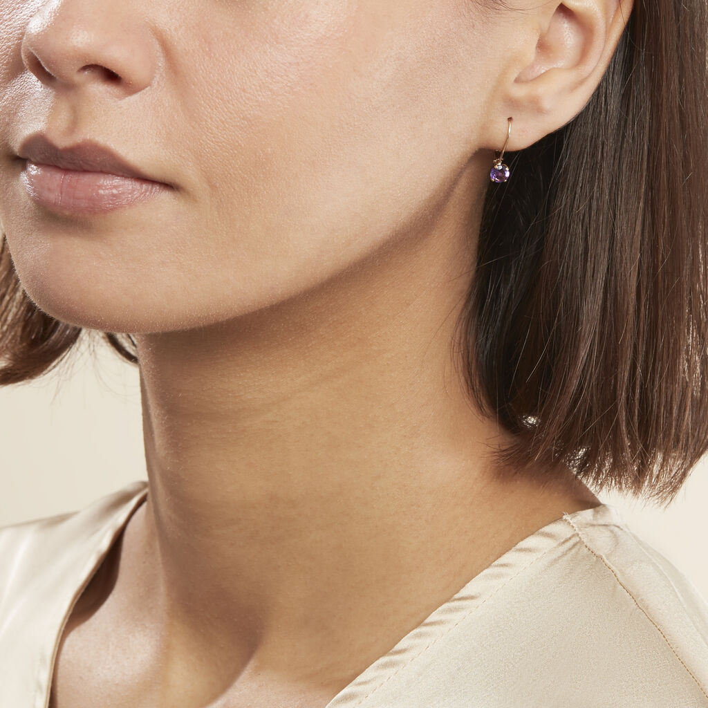 Boucles D'oreilles Pendantes Or Jaune Zoe Améthyste - Boucles d'oreilles pendantes Femme | Histoire d’Or