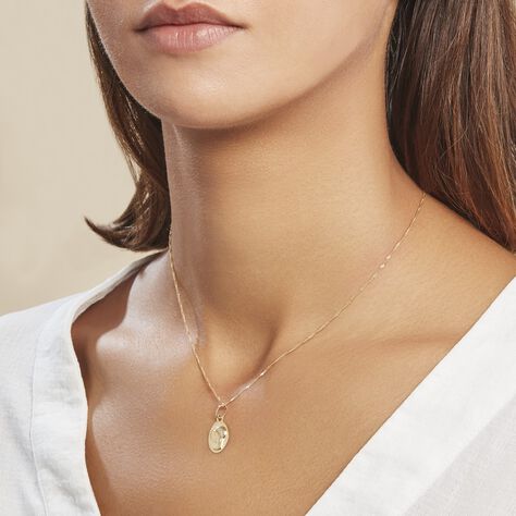 Collier chaîne et pendentif ovale - Doré or fin 24K - Léonie & France