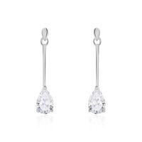Boucles D'oreilles Pendantes Goutte Or Blanc Oxyde De Zirconium