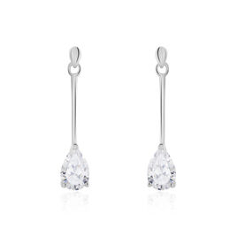 Boucles D'oreilles Pendantes Goutte Or Blanc Oxyde De Zirconium - Boucles d'oreilles pendantes Femme | Histoire d’Or