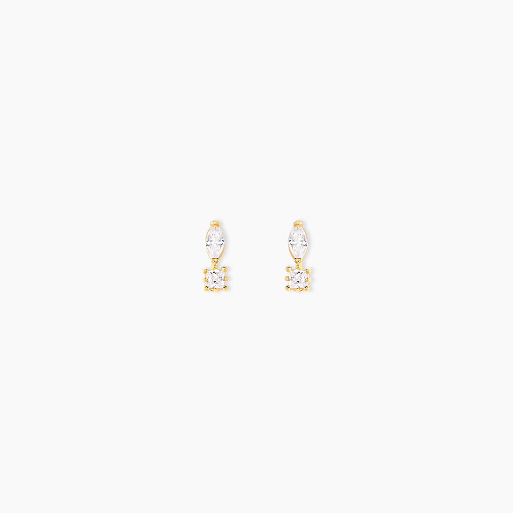 Boucles D'oreilles Puces Huey Or Jaune Oxyde De Zirconium - Clous d'oreilles Femme | Histoire d&rsquo;Or