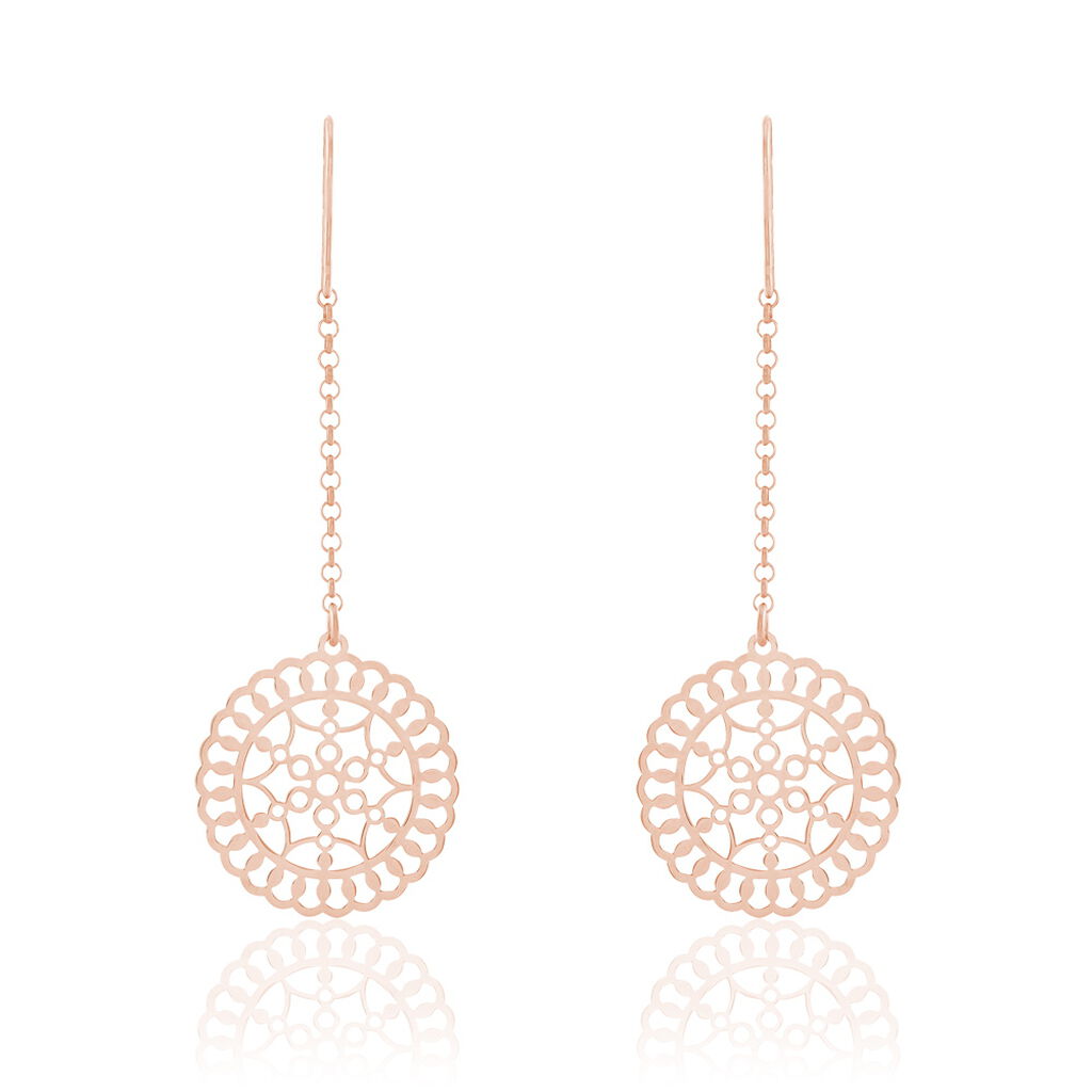 Boucles D'oreilles Pendantes Rotonda Argent Rose - Boucles d'oreilles fantaisie Femme | Histoire d’Or