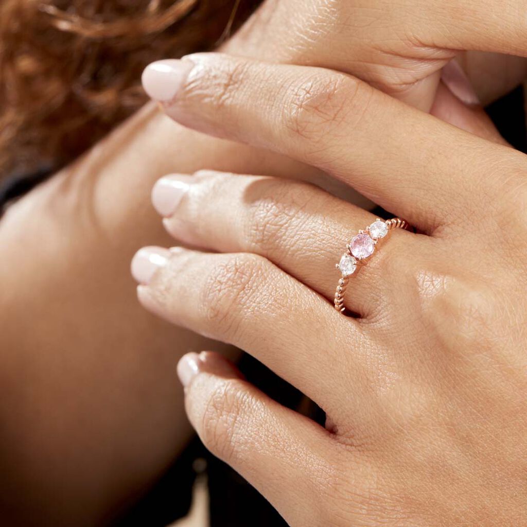 Bague Shahar Argent Rose Oxyde De Zirconium - Bagues solitaires Femme | Histoire d’Or