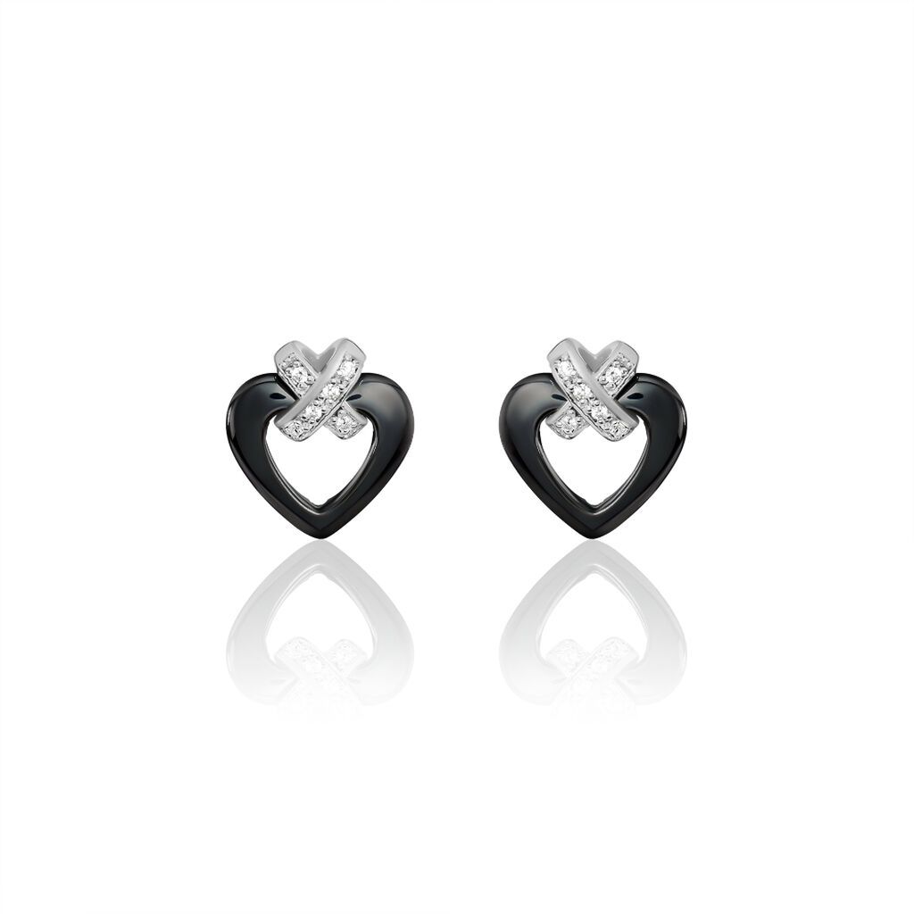 Boucles D'oreilles Puces Nolwen Argent  Céramique Oxyde De Zirconium - Boucles d'oreilles fantaisie Femme | Histoire d’Or