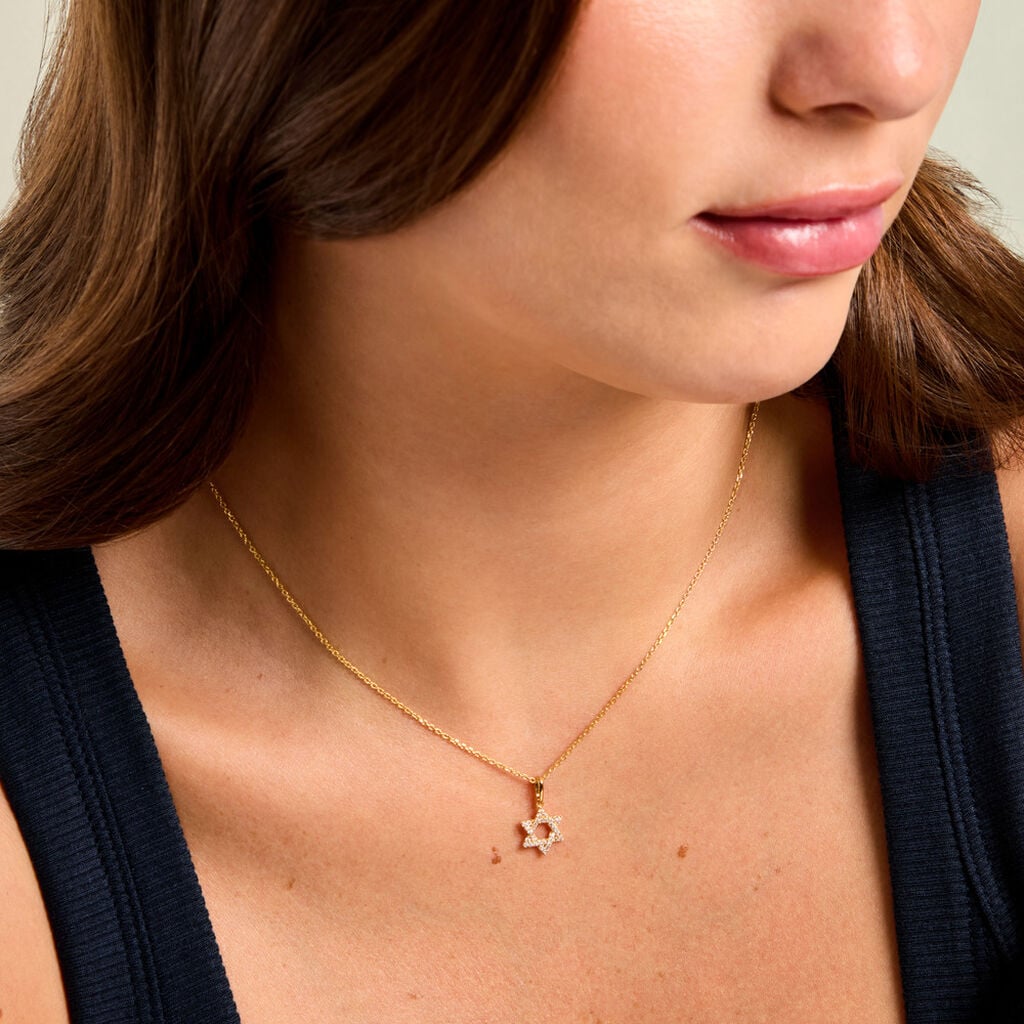 Pendentif Faye Argent Dor&eacute; A L'Or 750/1000 Oxyde De Zirconium - Pendentifs Femme | Histoire d&rsquo;Or