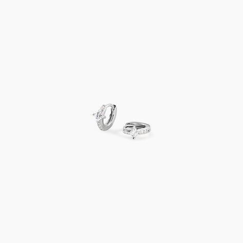 Cr&eacute;oles Magma Argent Blanc Oxyde De Zirconium - Boucles d'oreilles cr&eacute;oles Femme | Histoire d&rsquo;Or