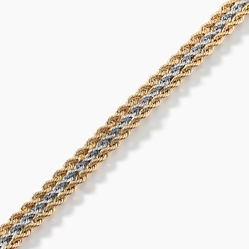 Bracelet Jerry Maille Corde 3 Rangs Or Bicolore - Bracelets chaîne Femme | Histoire d’Or