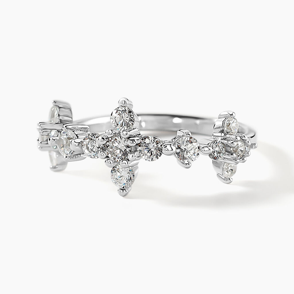 Bague Midnight Flower Argent Blanc Oxyde De Zirconium - Bagues avec pierre Femme | Histoire d’Or