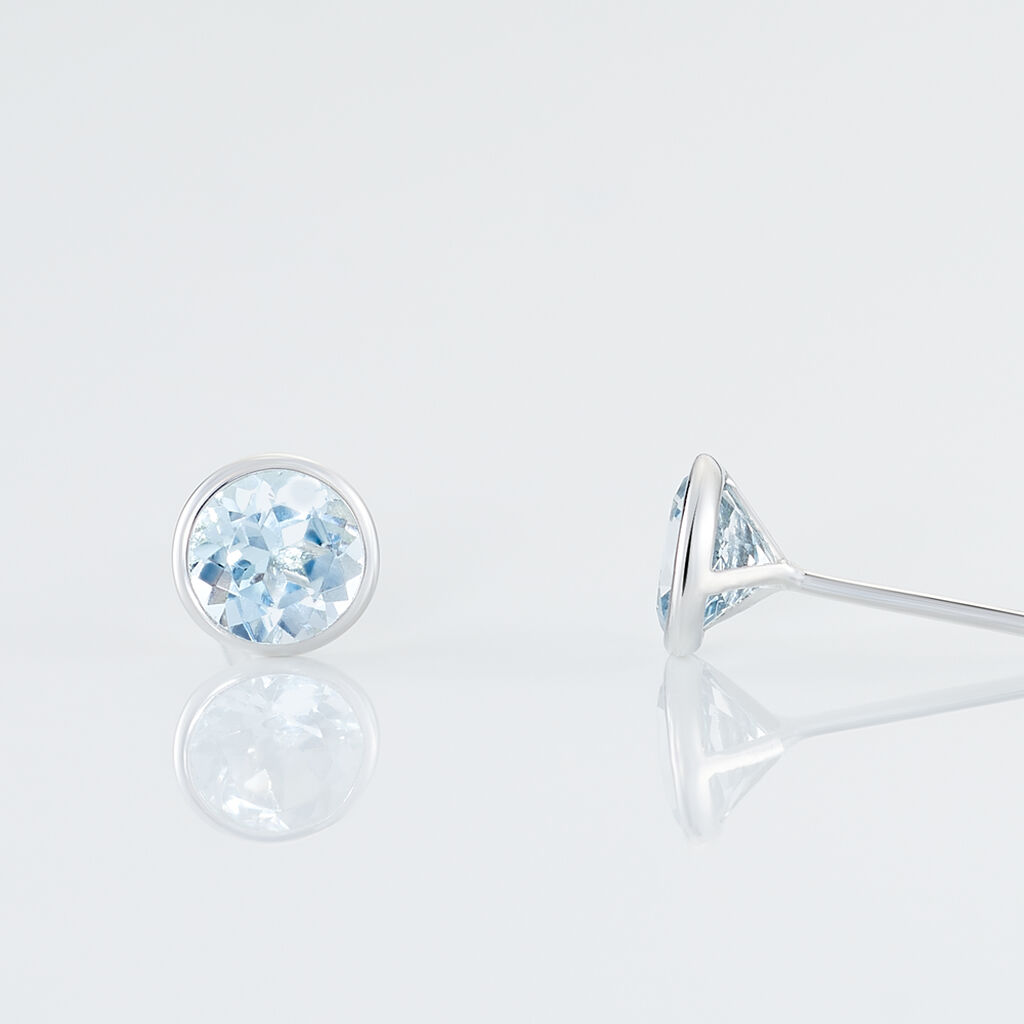 Boucles D'oreilles Puces Edy Serti Clos Or Blanc Topaze - Clous d'oreilles Femme | Histoire d’Or