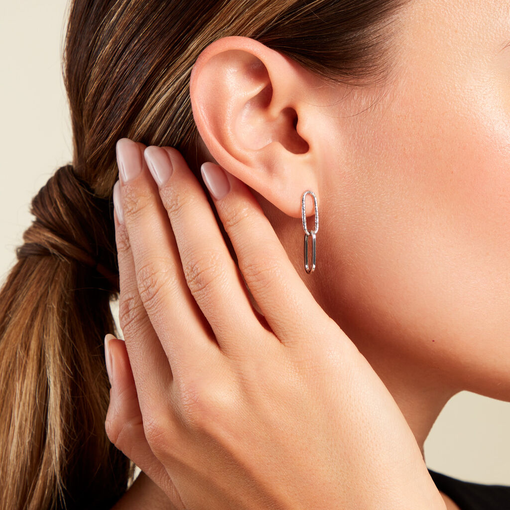 Boucles D'oreilles Pendantes Cedrine Argent Blanc - Boucles d'oreilles fantaisie Femme | Histoire d’Or