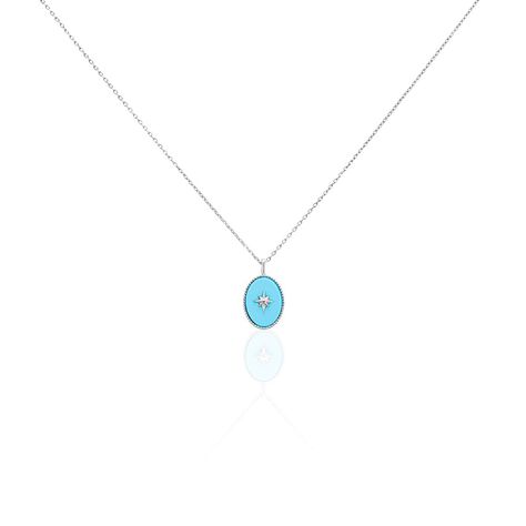 Collier Goddess Argent Blanc Turquoise - Colliers fantaisie Femme | Histoire d’Or