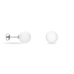 Boucles D'oreilles Puces Orbe Argent Blanc C&eacute;ramique - Boucles d'oreilles fantaisie Femme | Histoire d&rsquo;Or