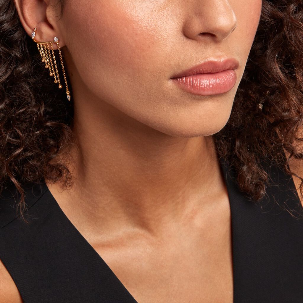Bijou D'oreille Unitaire Urban Flower Plaqué Or Jaune Oxyde - Boucles d'oreilles fantaisie Femme | Histoire d’Or