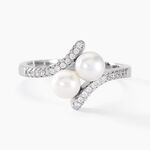 Bague Lua Argent Blanc Perle De Culture Oxyde De Zirconium - Bagues avec pierre Femme | Histoire d&rsquo;Or