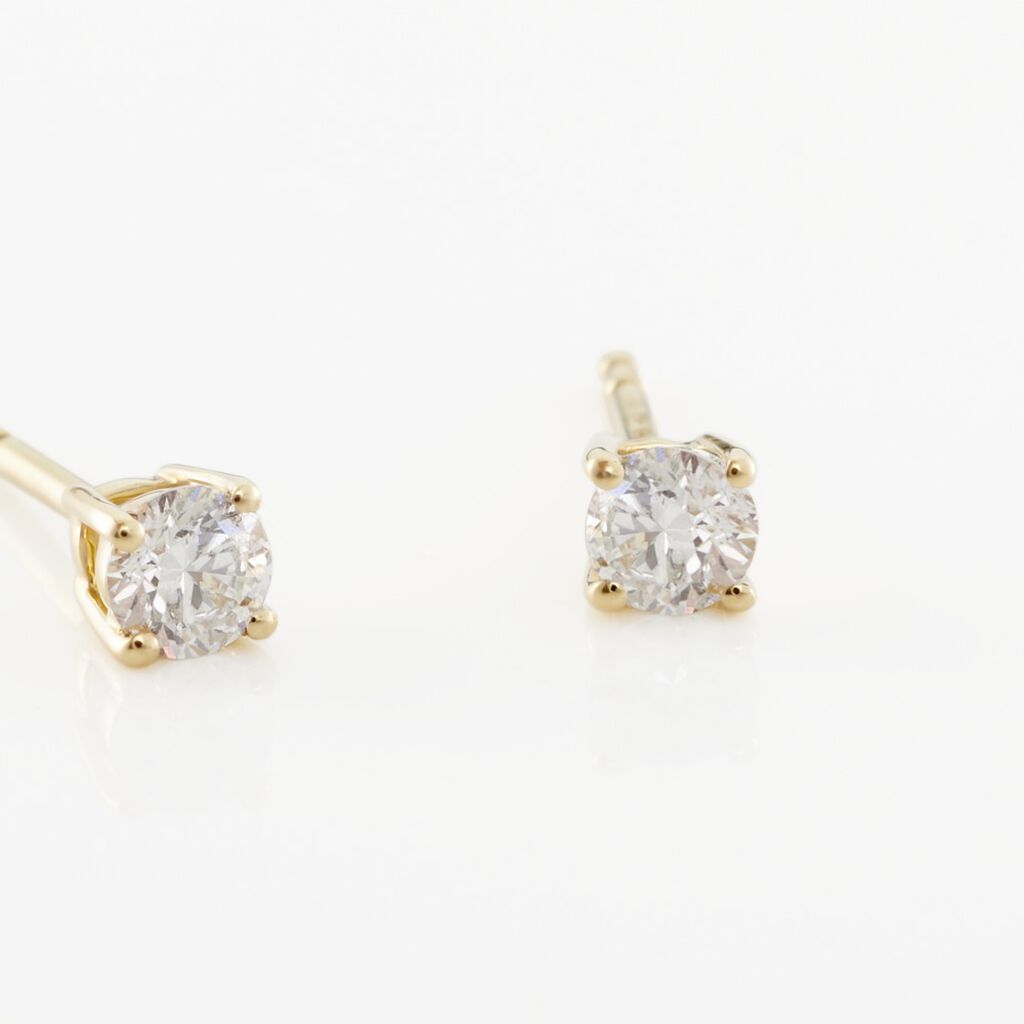 Boucles D'oreilles Puces Or Jaune Victoria Diamants - Clous d'oreilles Femme | Histoire d’Or