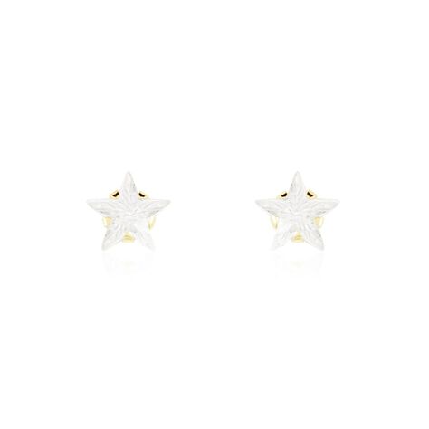 Boucles D'oreilles Puces Elais Etoile Or Jaune Oxyde De Zirconium - Clous d'oreilles Femme | Histoire d&rsquo;Or