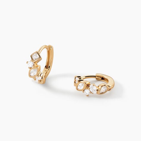 Cr&eacute;oles Aurena Plaque Or Jaune Oxyde De Zirconium - Boucles d'oreilles cr&eacute;oles Femme | Histoire d&rsquo;Or