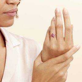 Bague Orchidee Or Bicolore Rubis Diamant - Bagues avec pierre Femme | Histoire d’Or